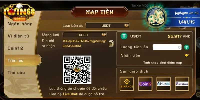 Nạp qua phương thức tiền ảo cũng cực kỳ đơn giản chỉ với 4 bước Nạp qua phương thức tiền ảo cũng cực kỳ đơn giản chỉ với 4 bước